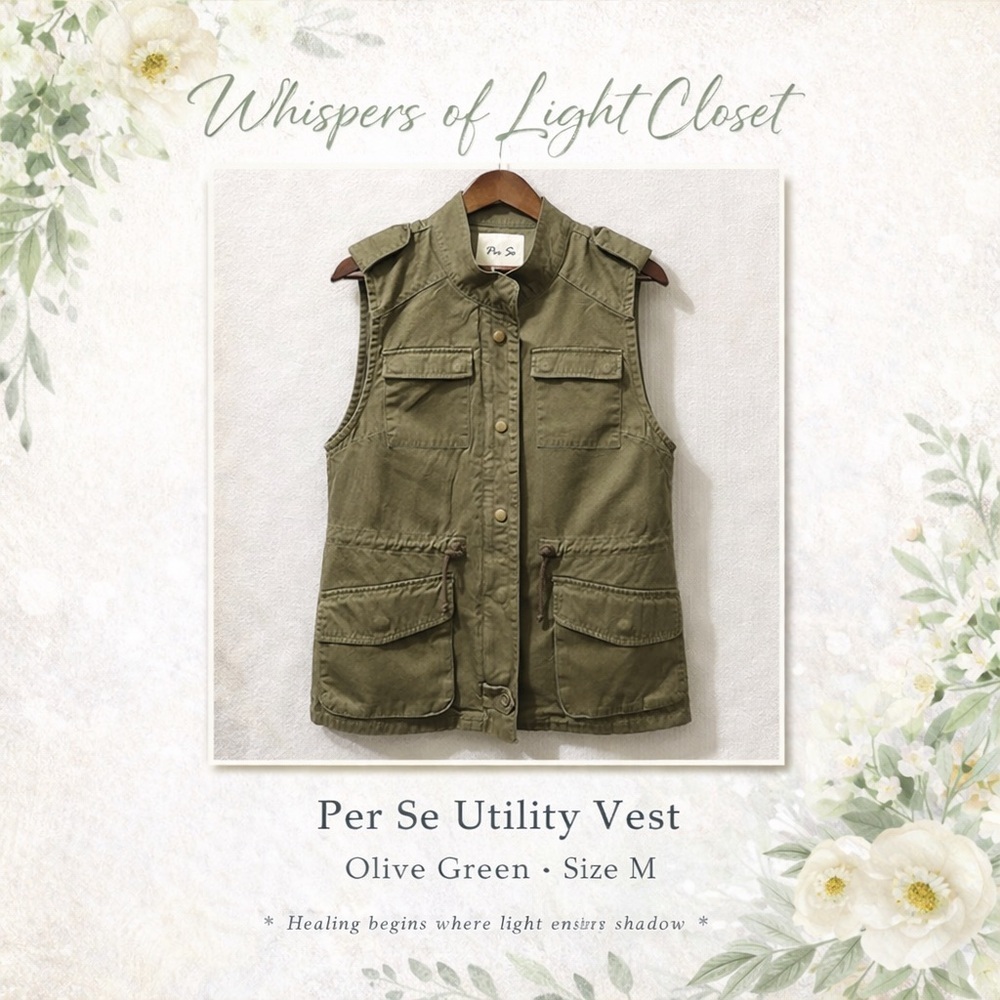 🌿 Per Se Utility Vest | Olive Green | Size M - Picture 7 of 9